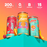 Alani Nu VARIETY PACK (CHERRY SLUSH, JUICY PEACH, ORANGE KISS), Low Calorie Energy Drinks, 100mg Caffeine, Biotin, B Vitamins, Zero Sugar, 10 Calories