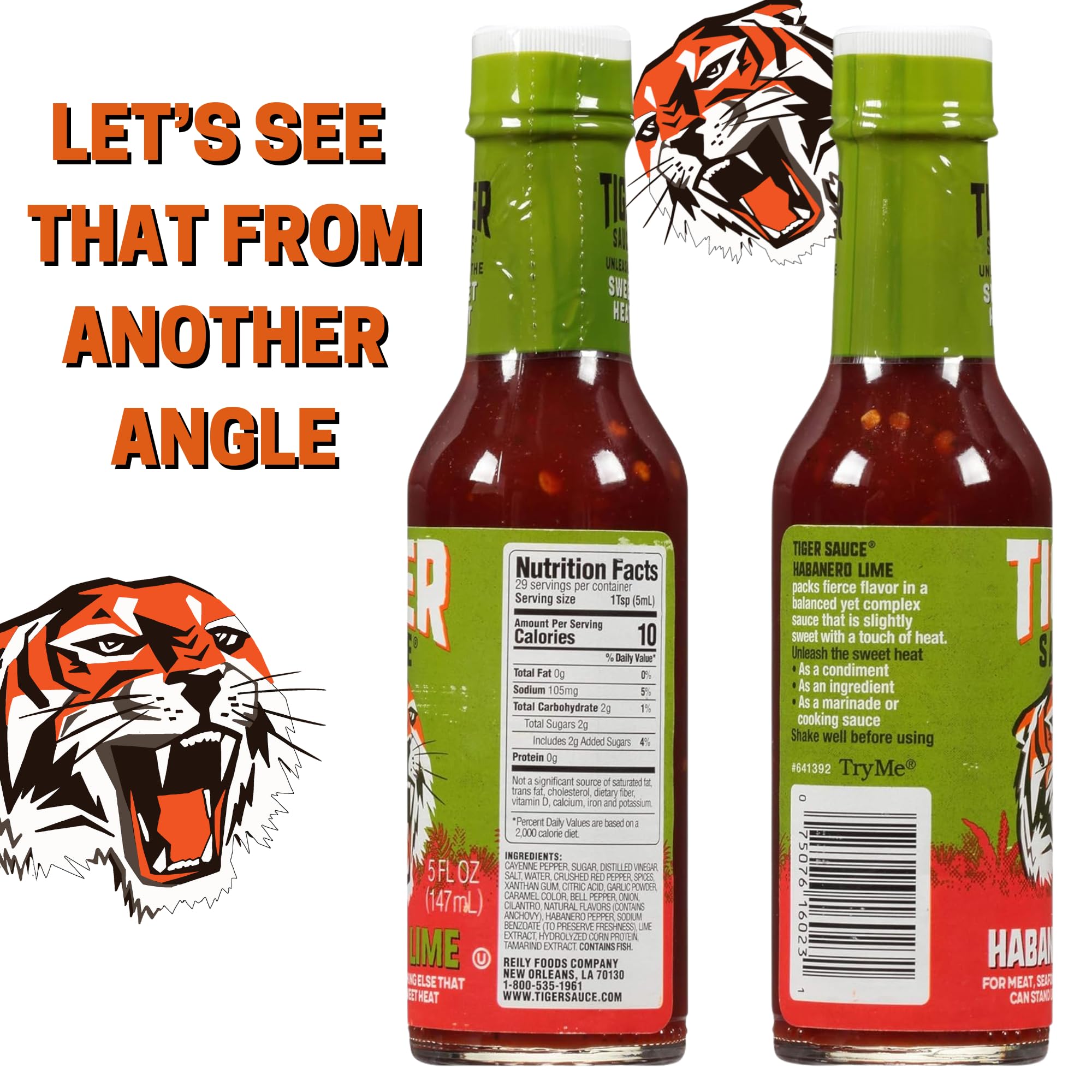 Tiger Sauce Habanero Lime Spicy Hot Sauce, 5oz Bottle (Pack of 1)