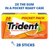 Trident Tropical Twist Sugar-Free Chewing Gum, 6 Pocket Packs of 28 Pieces (168 Total Pieces)