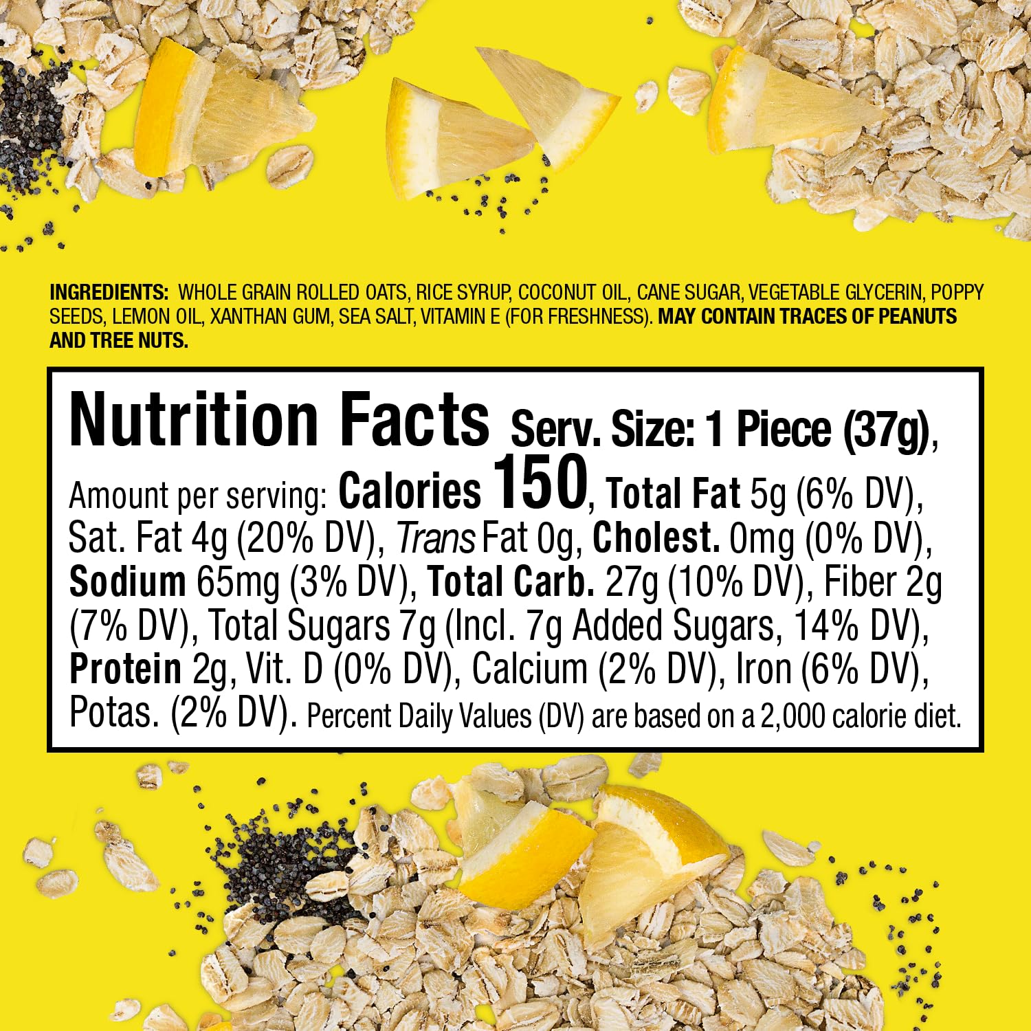 Bobo's Lemon Poppyseed Oat Bites, Simple Ingredients, Whole Grain Oats, Plant Based, Non-GMO, Gluten Free Breakfast Bars, Healthy Snacks for Adults