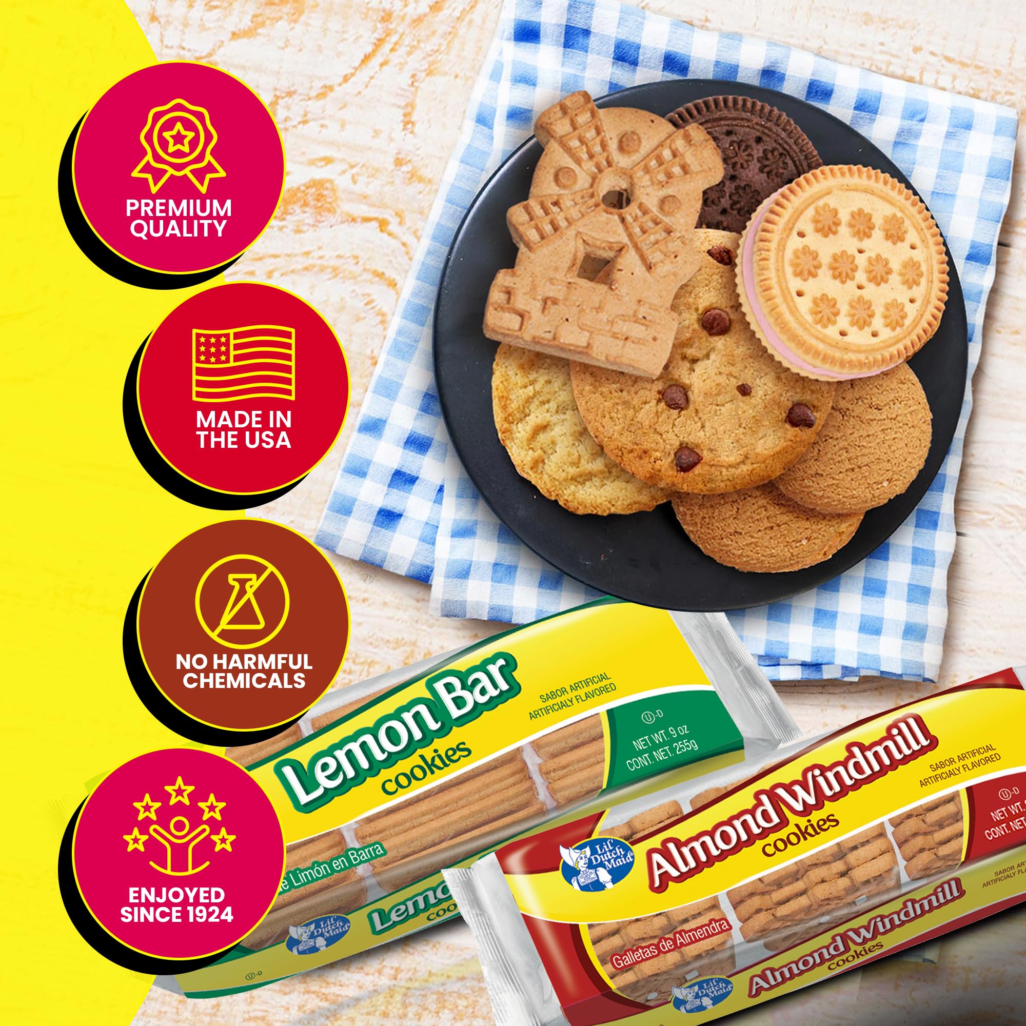 Lil Dutch Maid Almond Windmill Gingerbread Cookies | 9 oz (Pack of 3) | Crunchy Shaped Flavored Snack