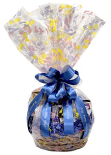 Hand-Crafted 38 Piece customizable chocolate gift basket of gourmet chocolates, cookies, and crunches. Tasty treats selected for businesses, clients