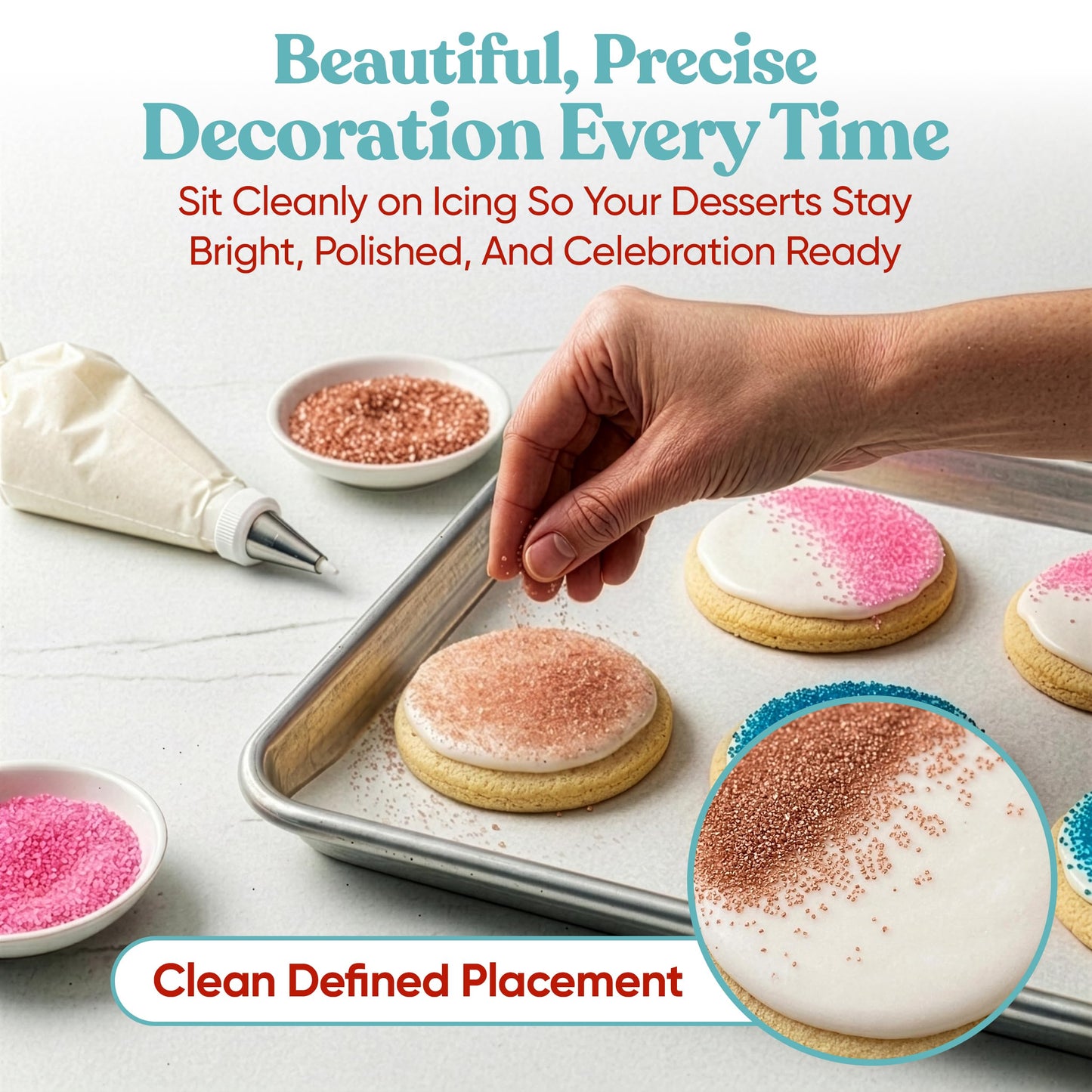 Bakerpan Rose Gold Sanding Sugar for Baking & Cookie Decorating - 5 Ounce Edible Rose Gold Sugar Sprinkles for Cookies, Cakes, Cocktails (Made In USA)