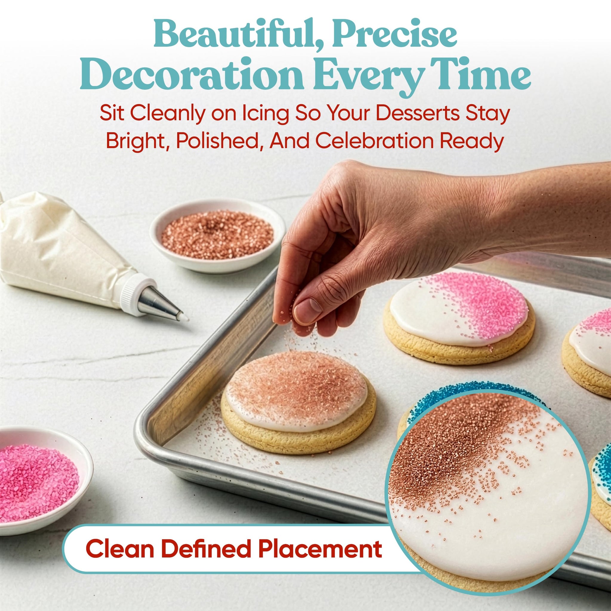 Bakerpan Rose Gold Sanding Sugar for Baking & Cookie Decorating - 5 Ounce Edible Rose Gold Sugar Sprinkles for Cookies, Cakes, Cocktails (Made In USA)