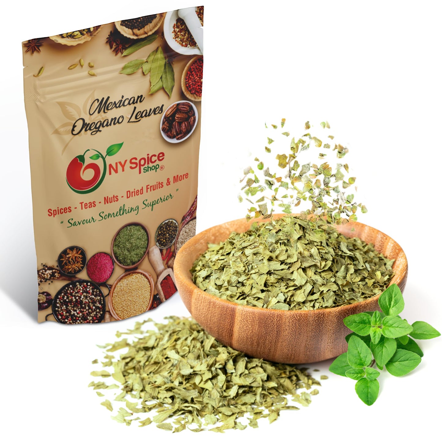 NY Spice Shop Mexican Leaves Dried Oregano Bulk - 1 Pound Oregano Dried Leaf - Fresh Oregano Seasoning - Oregano Leaves - Dry Oregano for Pizza, Soup