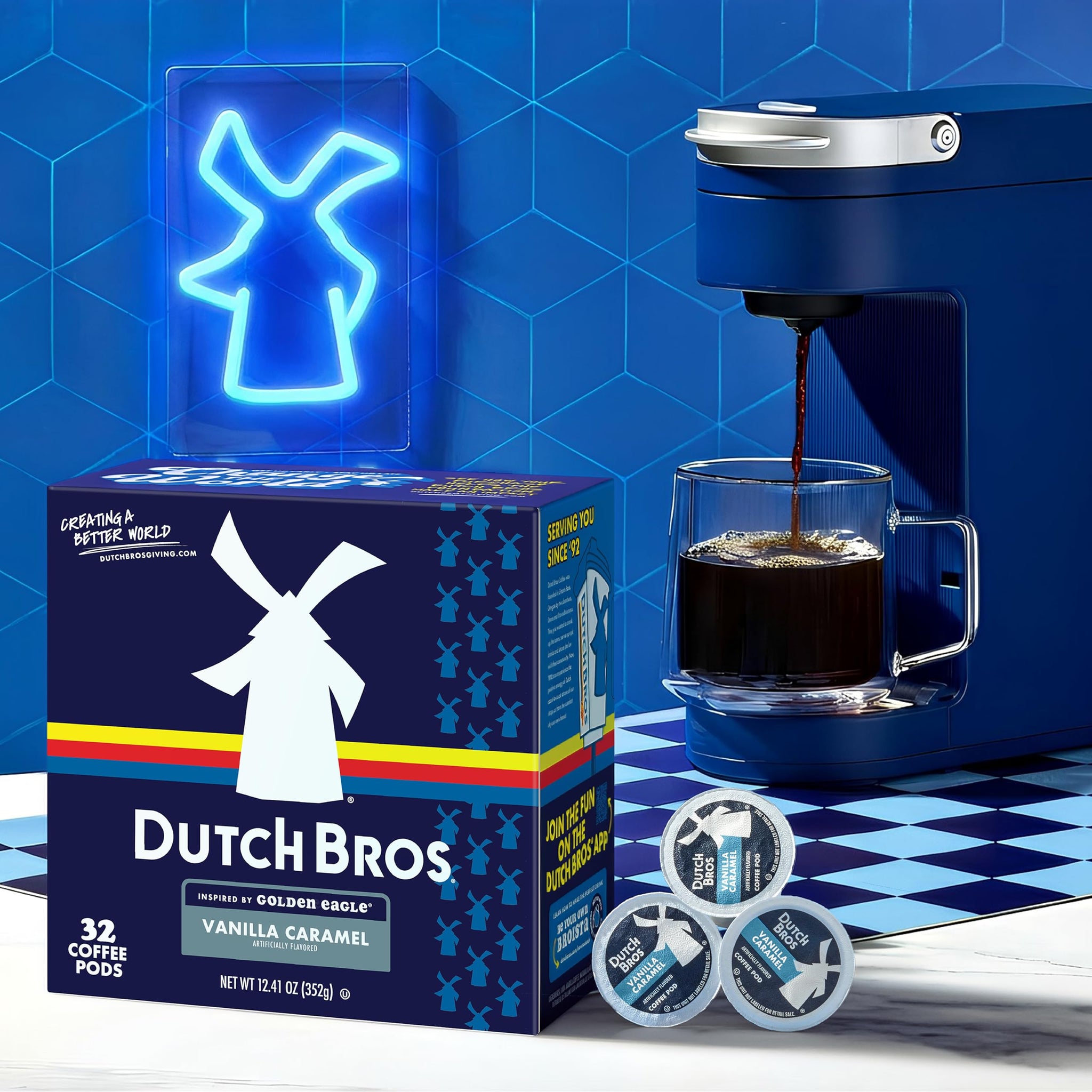 Dutch Bros Vanilla Caramel Flavored Coffee Inspired by Golden Eagle®, 32 Count, Medium Roast, Single Serve Coffee Pods for Keurig K-Cup Brewers