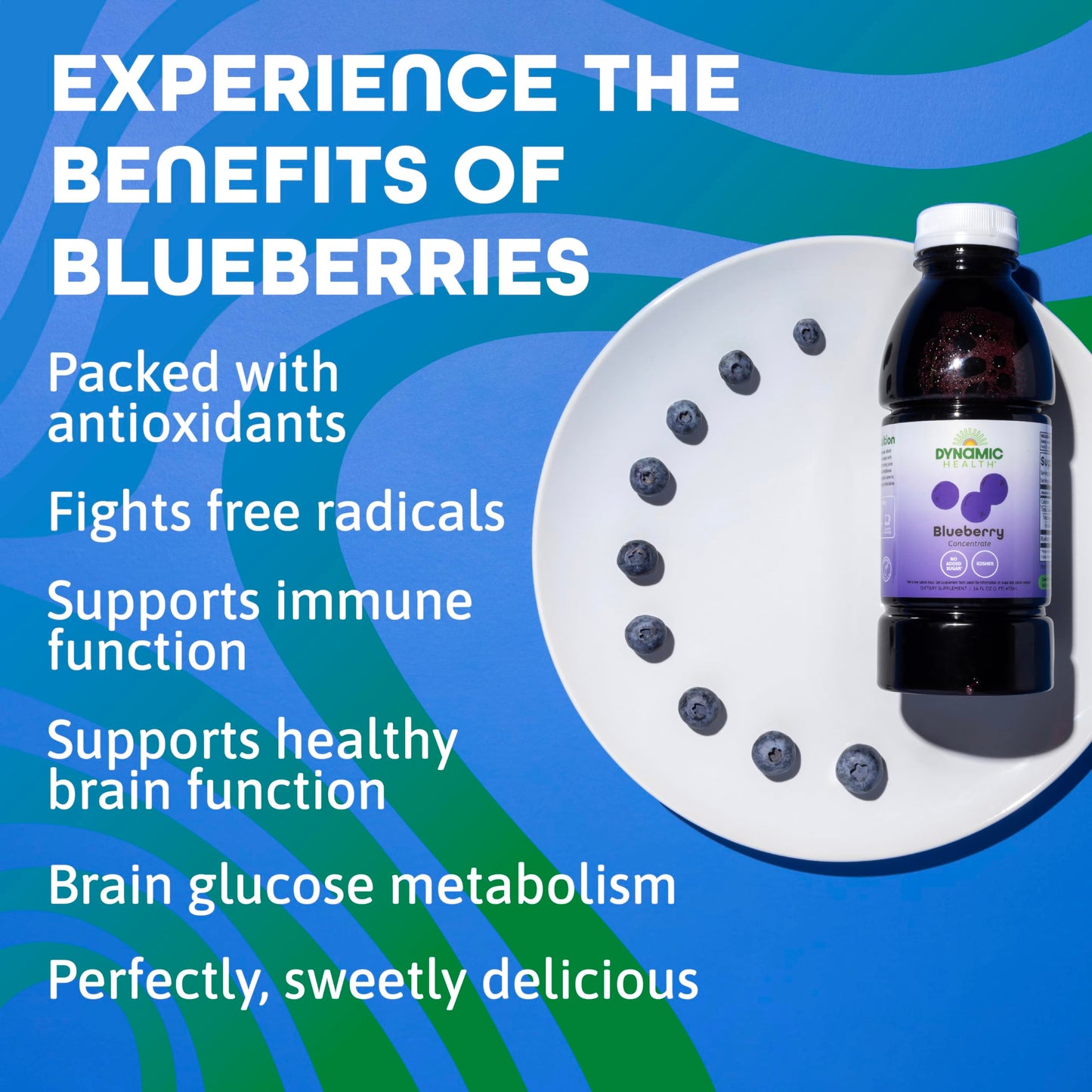 Dynamic Health Blueberry Concentrate, 100% Concentrate, Unsweetened, No Additives, Brain Function, Antioxidant Support, Vegan, Gluten Free, Non-GMO
