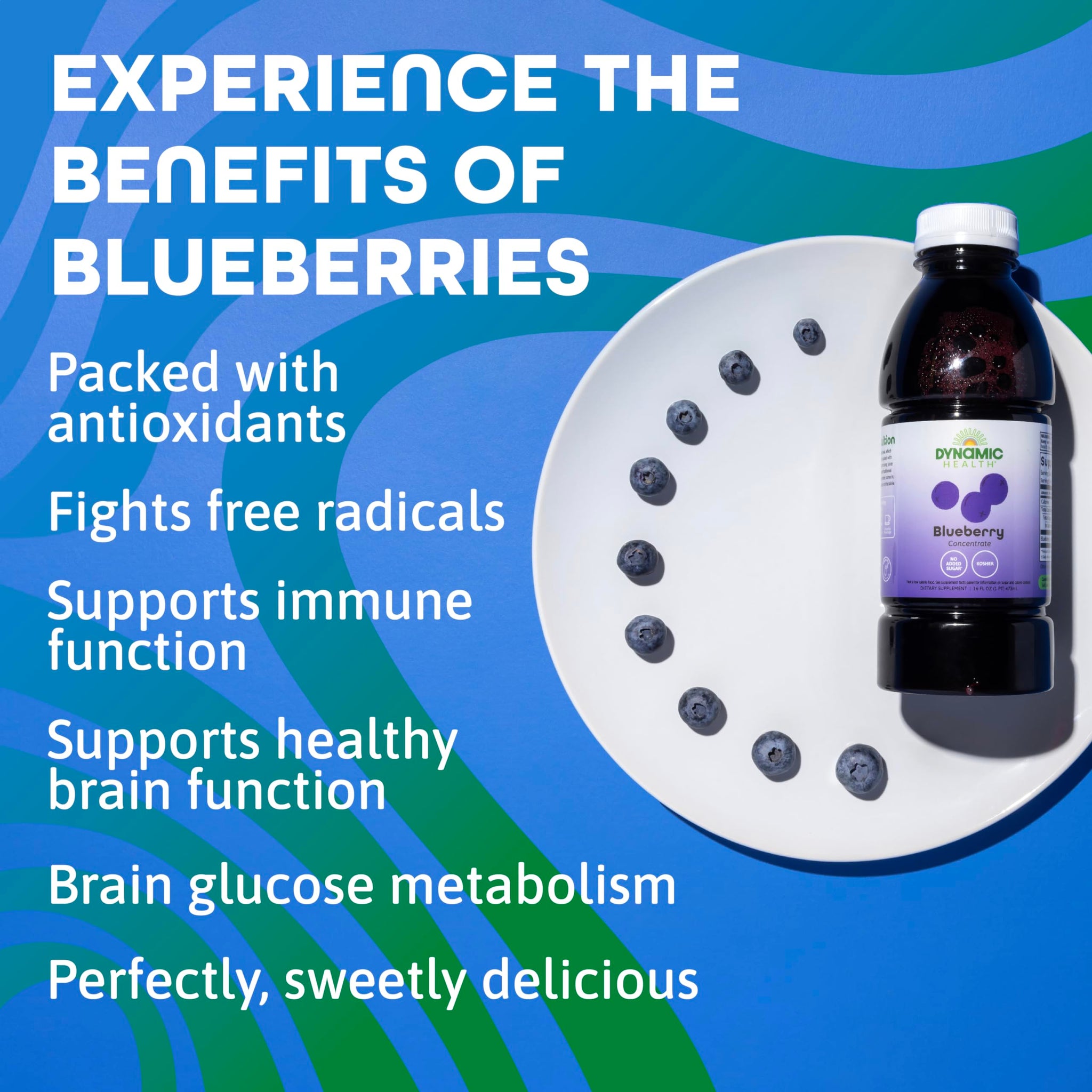 Dynamic Health Blueberry Concentrate, 100% Concentrate, Unsweetened, No Additives, Brain Function, Antioxidant Support, Vegan, Gluten Free, Non-GMO