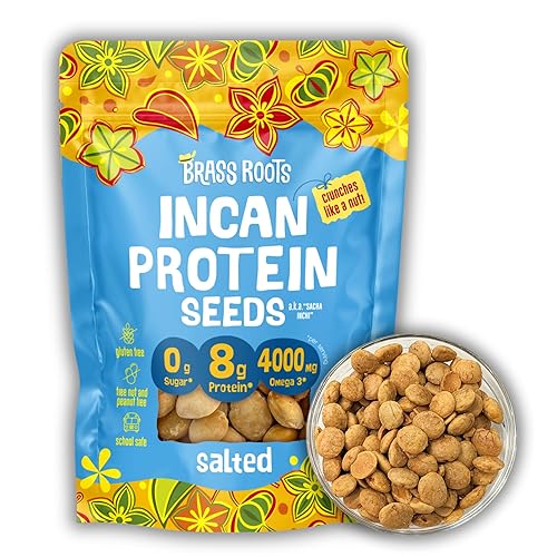 Brass Roots Organic Incan Protein Seeds - Salted - 10 oz, High Protein, School Safe, Nut Free, High Omega 3, Supports Gut Health, Good Source