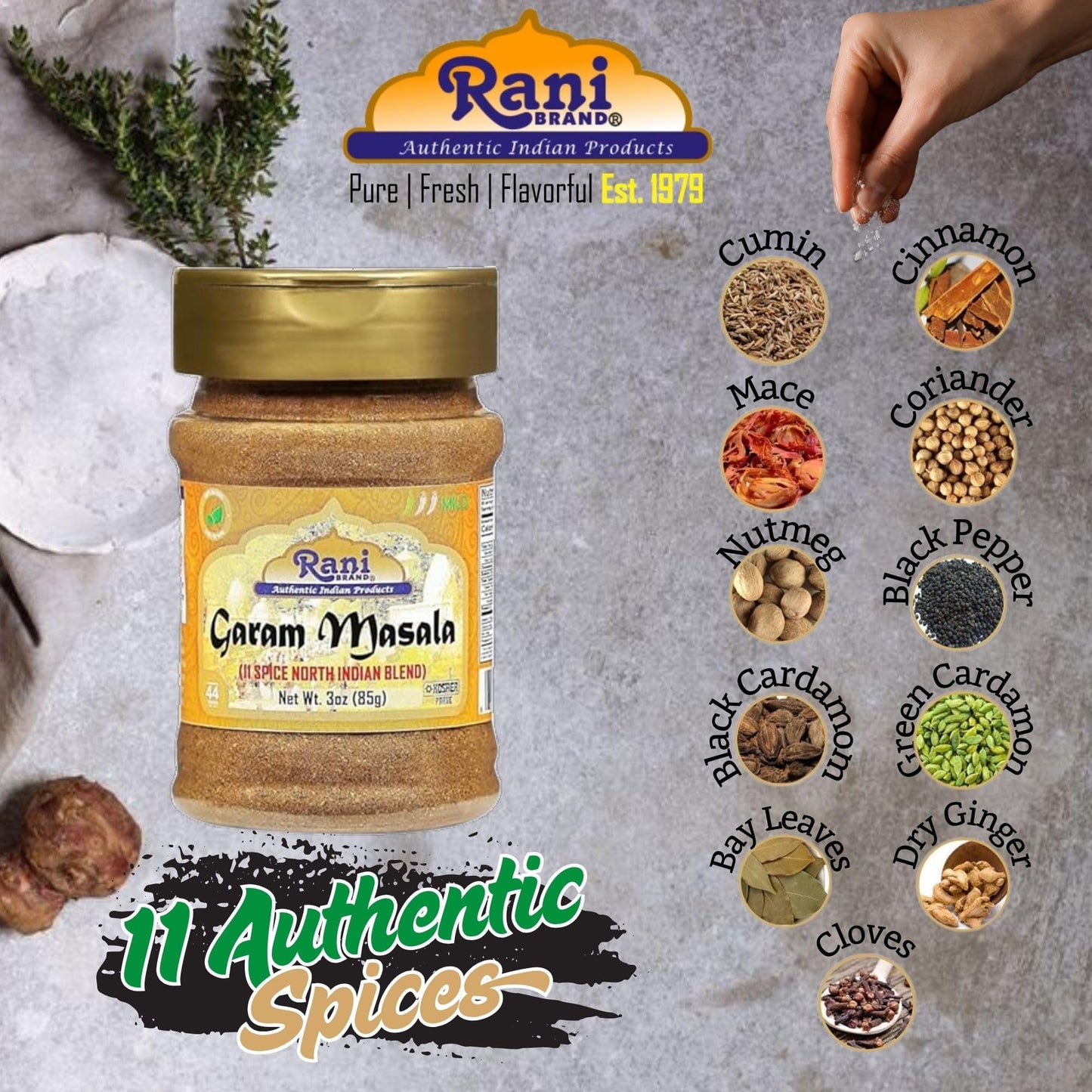 Rani Garam Masala Indian 11-Spice Blend 3oz (85g) PET Jar ~ All Natural, Salt-Free | Vegan | No Colors | Gluten Friendly | NON-GMO | Kosher | Indian