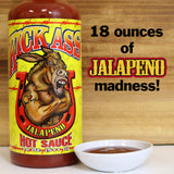 Kick Ass Jalapeno Hot Sauce Bottle - 18 oz. - Gourmet Gift for the Hot Sauce Fan - Perfect for Chicken Wings and Breakfast Burritos - Try if you dare