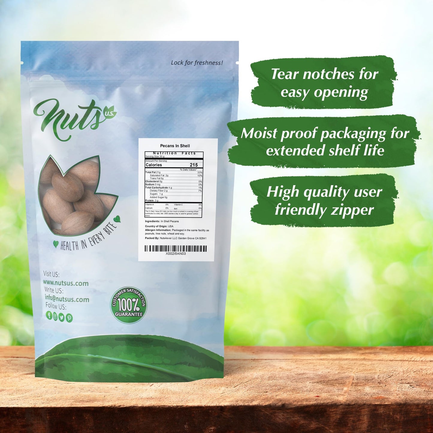 NUTS U.S. - Pecans In shell | Whole, Raw and Unsalted | No Added Flavor or Color | Fresh Buttery Taste and Easy to Crack | Natural Unshelled Pecans