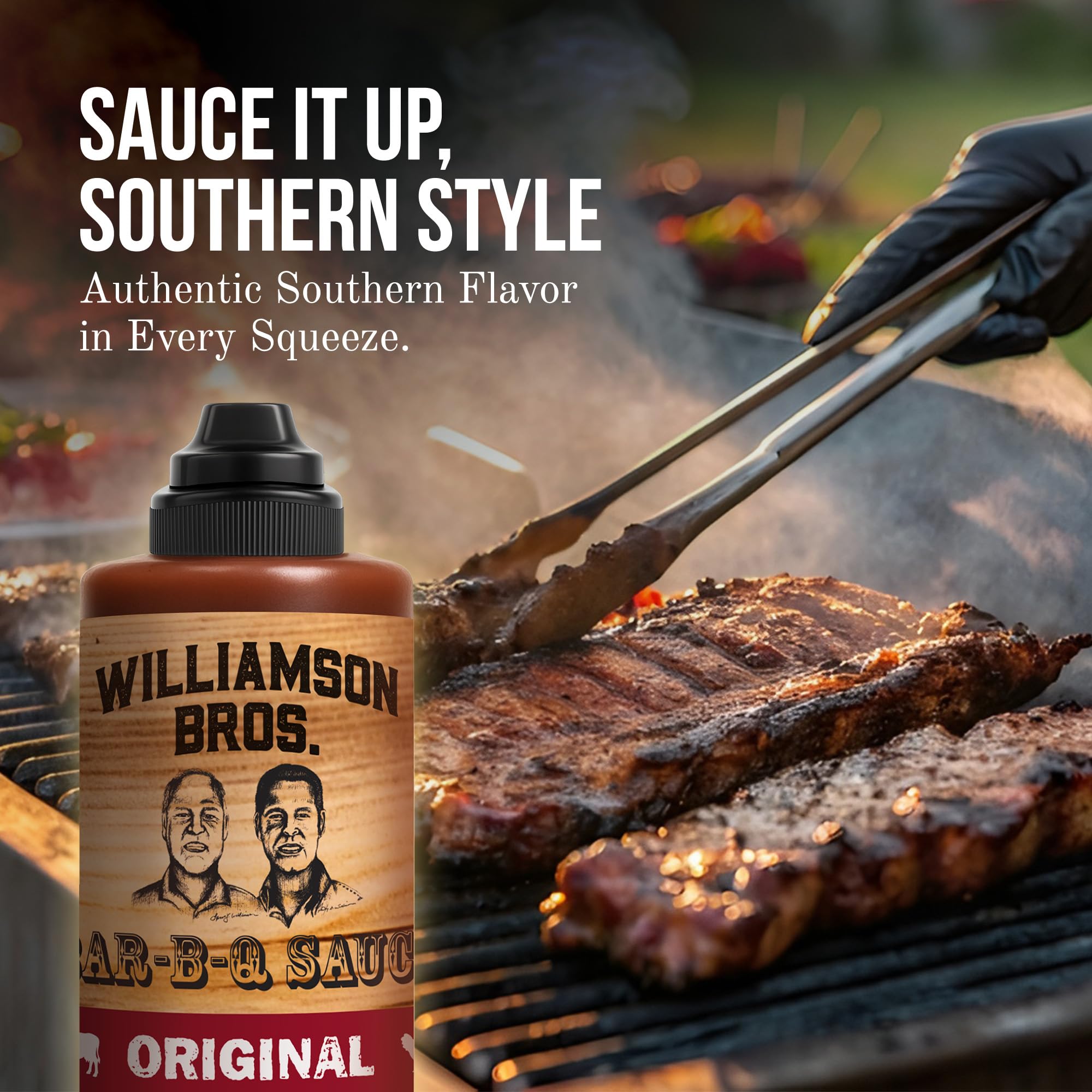 Williamson Bros - Original Southern BBQ Sauce | Made with 16 Spices, Gluten-Free, No High Fructose Corn Syrup, 15.5 oz