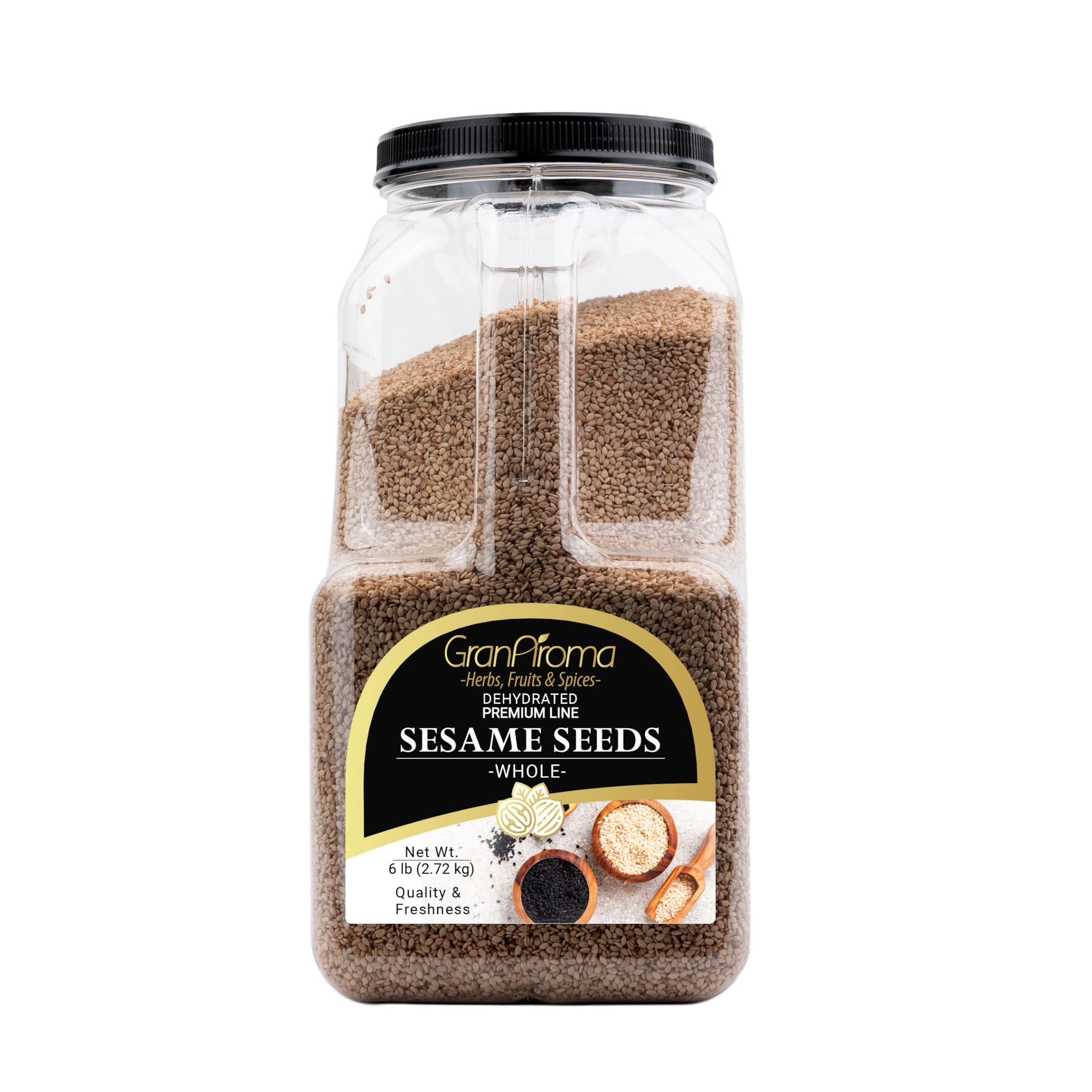 GranAroma Whole Sesame Seeds, Whole, Raw & Unhulled, Crunchy (6 Pound)