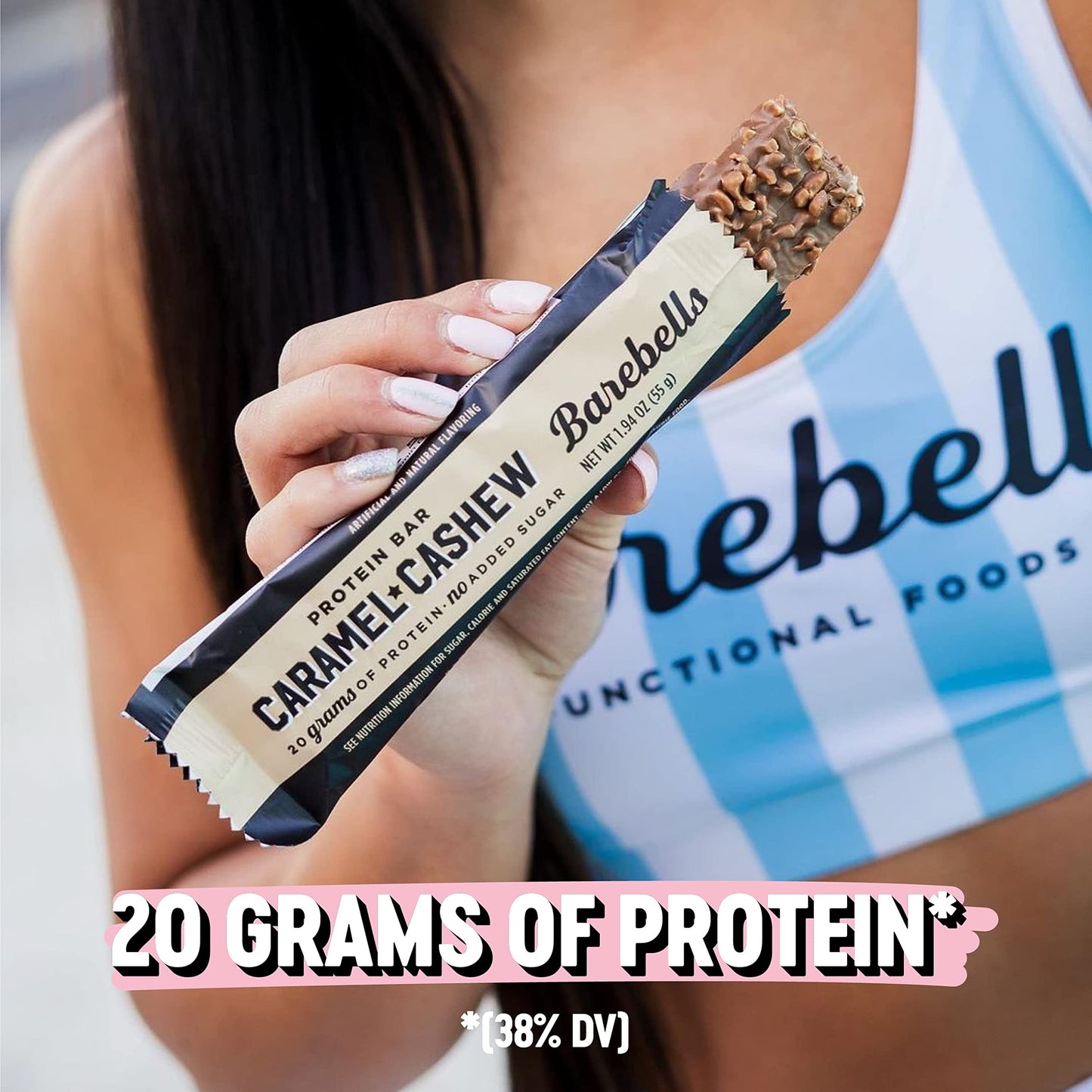 Barebells Protein Bars Caramel Cashew - 12 Count, Pack of 2 - Protein Snacks with 20g of High Protein - Chocolate Protein Bar with 1g of Total Sugars