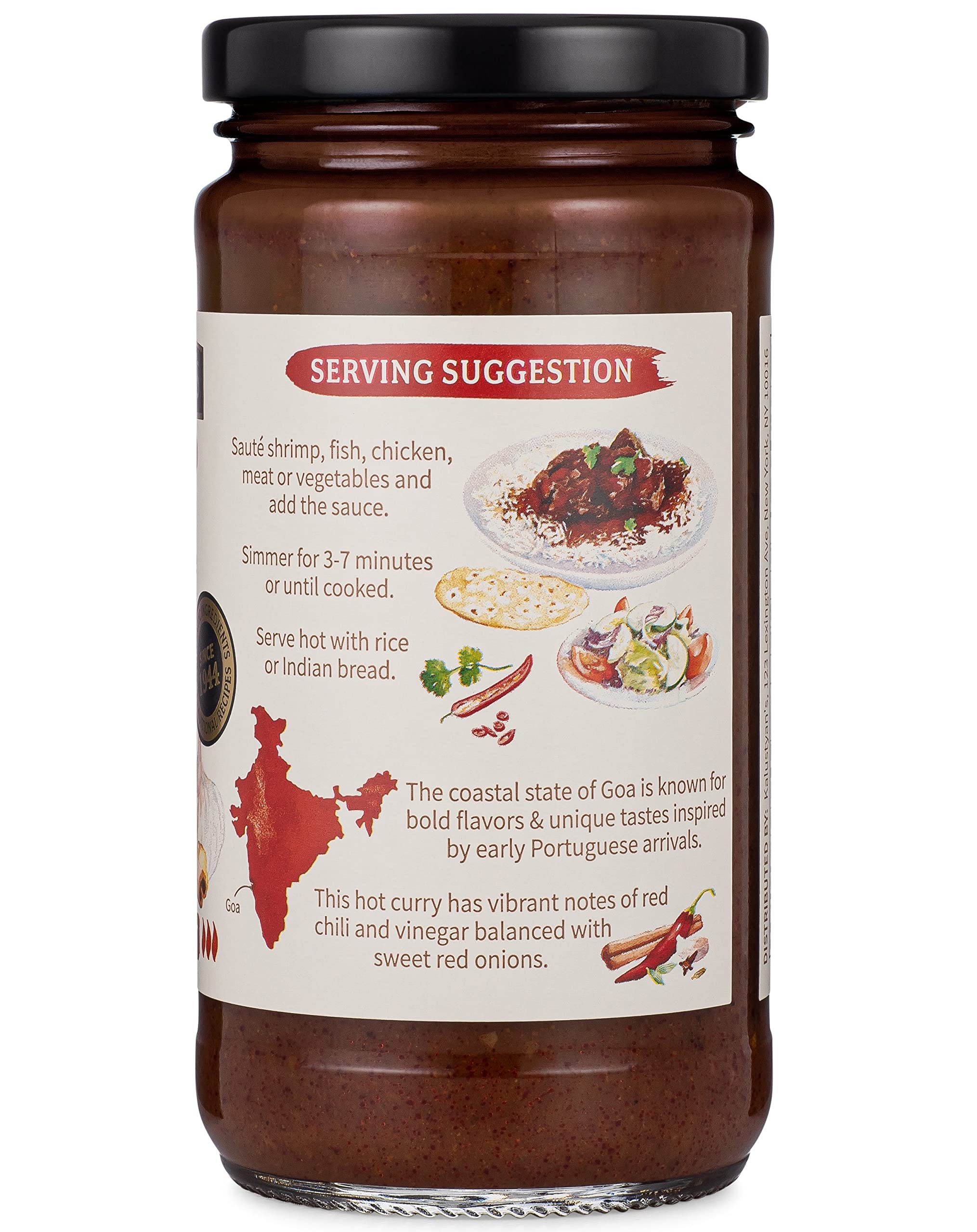 Kalustyan's Vindaloo Spicy Curry Sauce, Indian Simmer Sauce, From New York City's Favorite Spice Destination, Hot Curry with Notes of Red Chili, Sweet