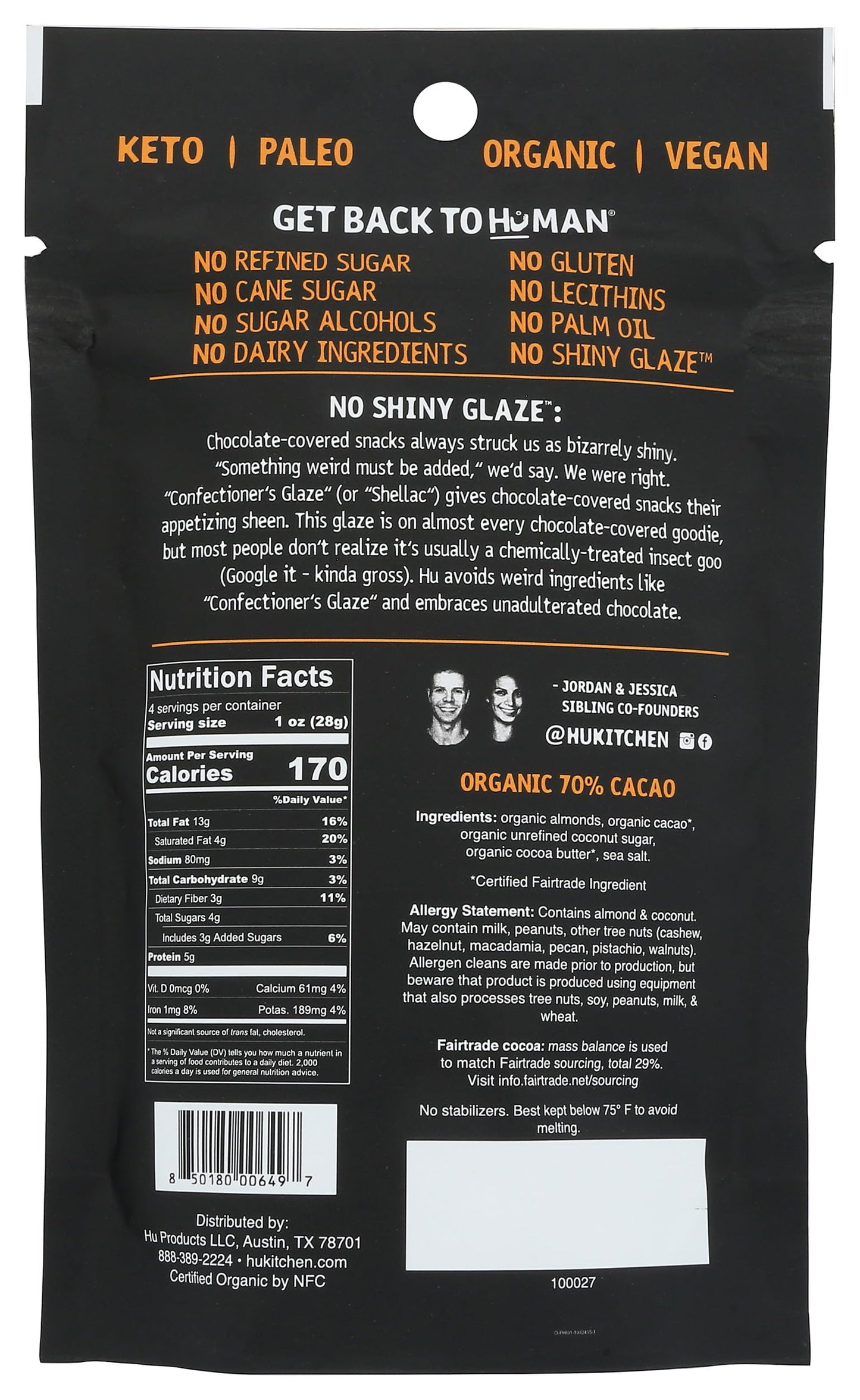 Hu Kitchen Organic Chocolate Covered Almonds, 4 OZ