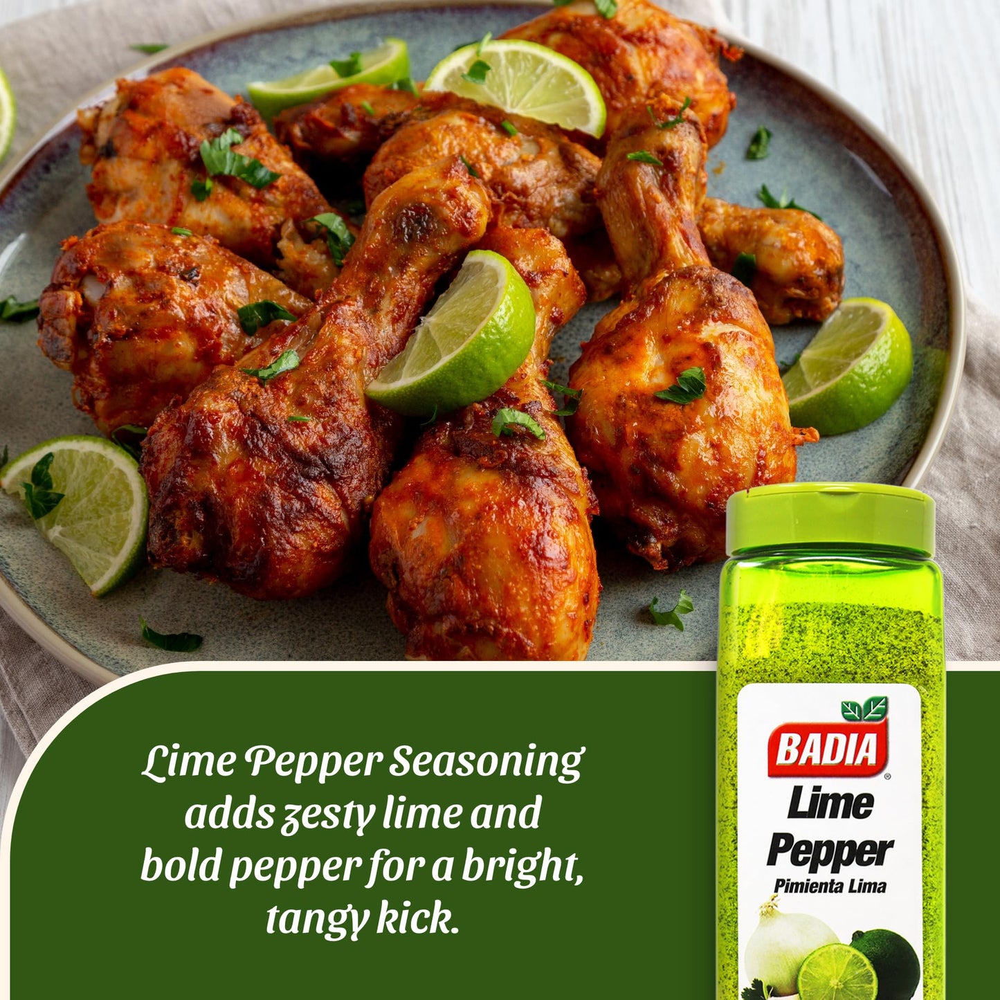 Badia Lime Pepper Seasoning, 24 oz - Pepper, Garlic & Onion, Zesty Citrus Blend for Chicken, Seafood & Vegetables