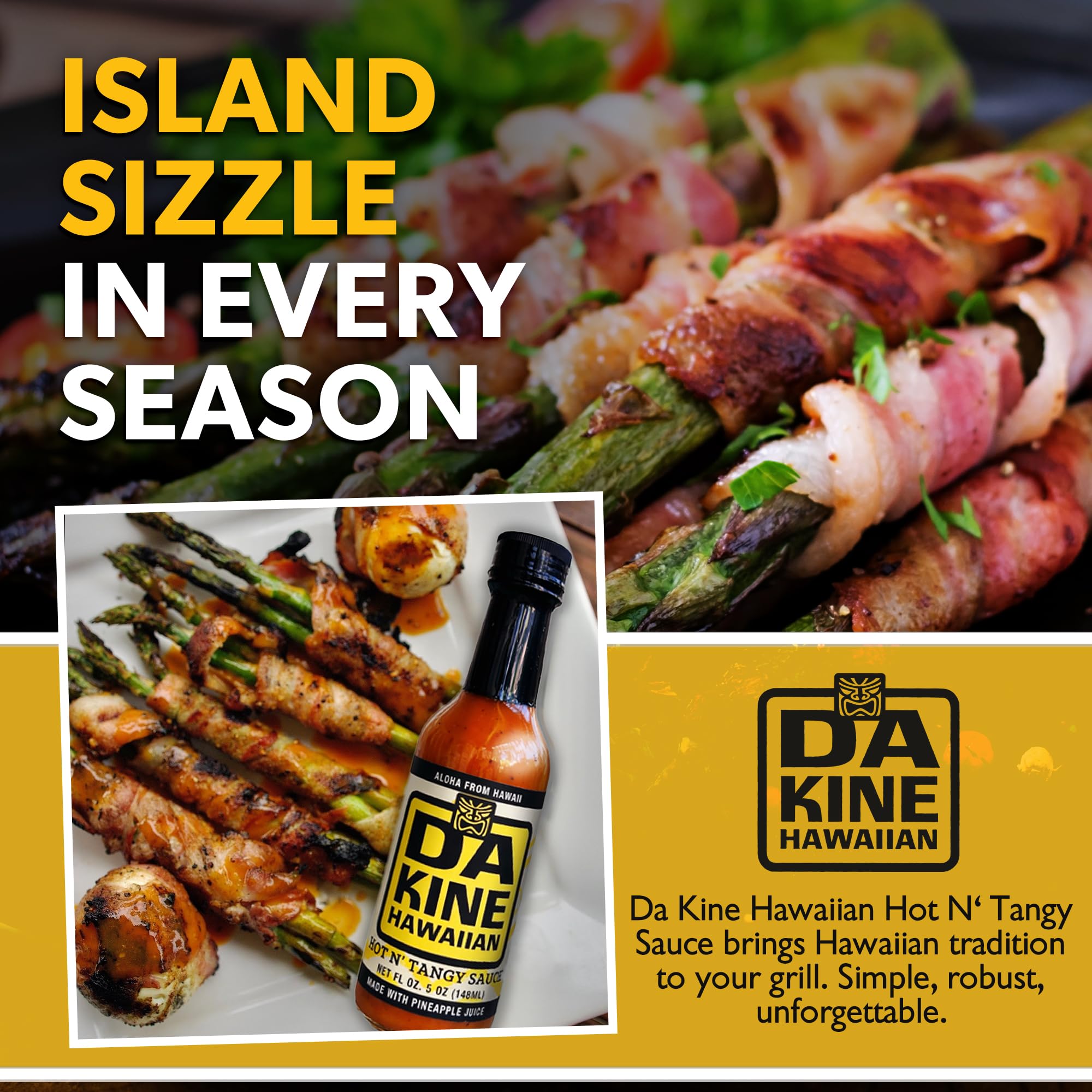 Da Kine Hawaiian Hot N' Tangy Sauce - Tangy Sauce Made with Pineapple Juice - Dipping Sauce for Marinades, Grilling & Everyday Cooking - Chicken