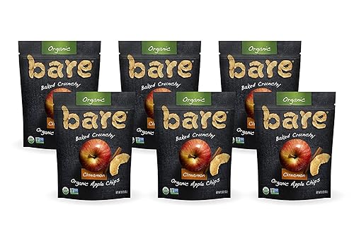 Bare Baked Crunchy Organic Apple Chips, Cinnamon, Gluten Free, 3 Ounce Bag, 6 Count