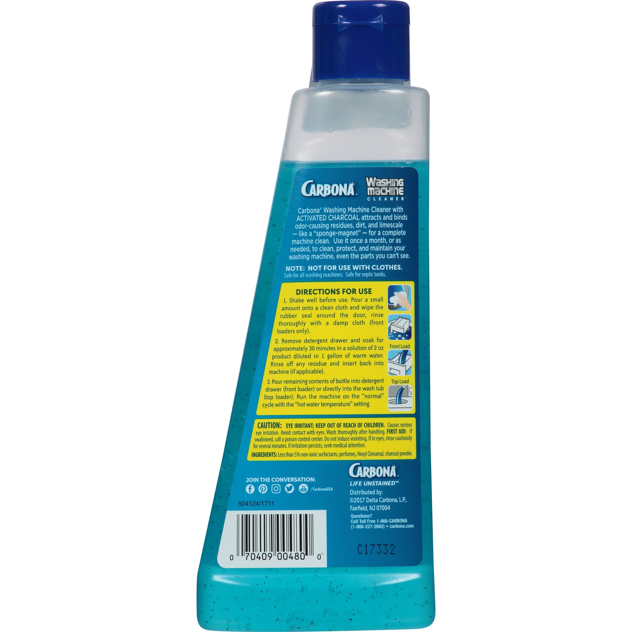 Carbona Washing Machine Cleaner with Activated Charcoal | Removes Odor-Causing Residues | Works in Standard & High Efficiency Washing Machines | 8.4