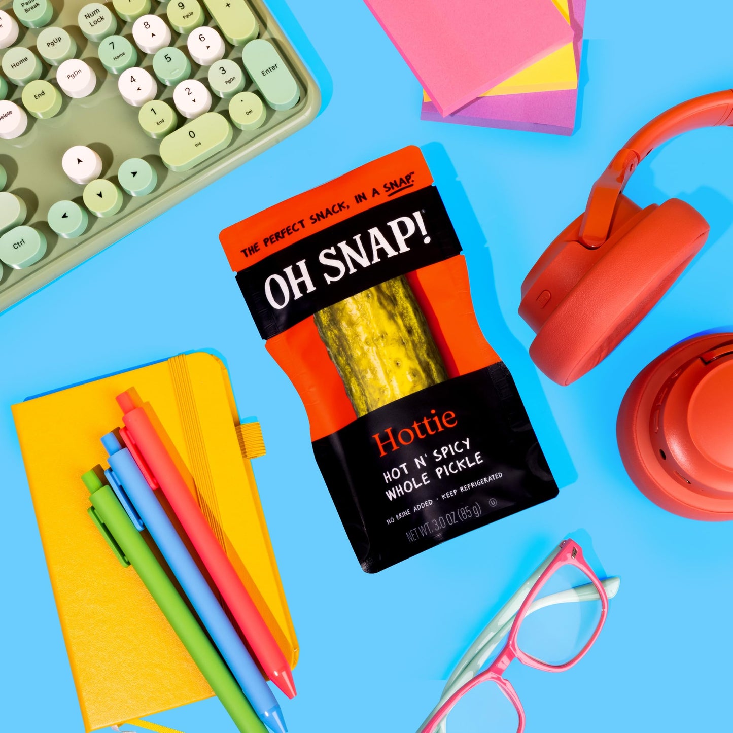 OH SNAP! Hottie Whole Pickle (12 Pack) - Whole Hot N' Spicy Pickle Snack - Fresh Packed Ready to Eat - Gluten-Free, Fat-Free, Non-GMO Veggies