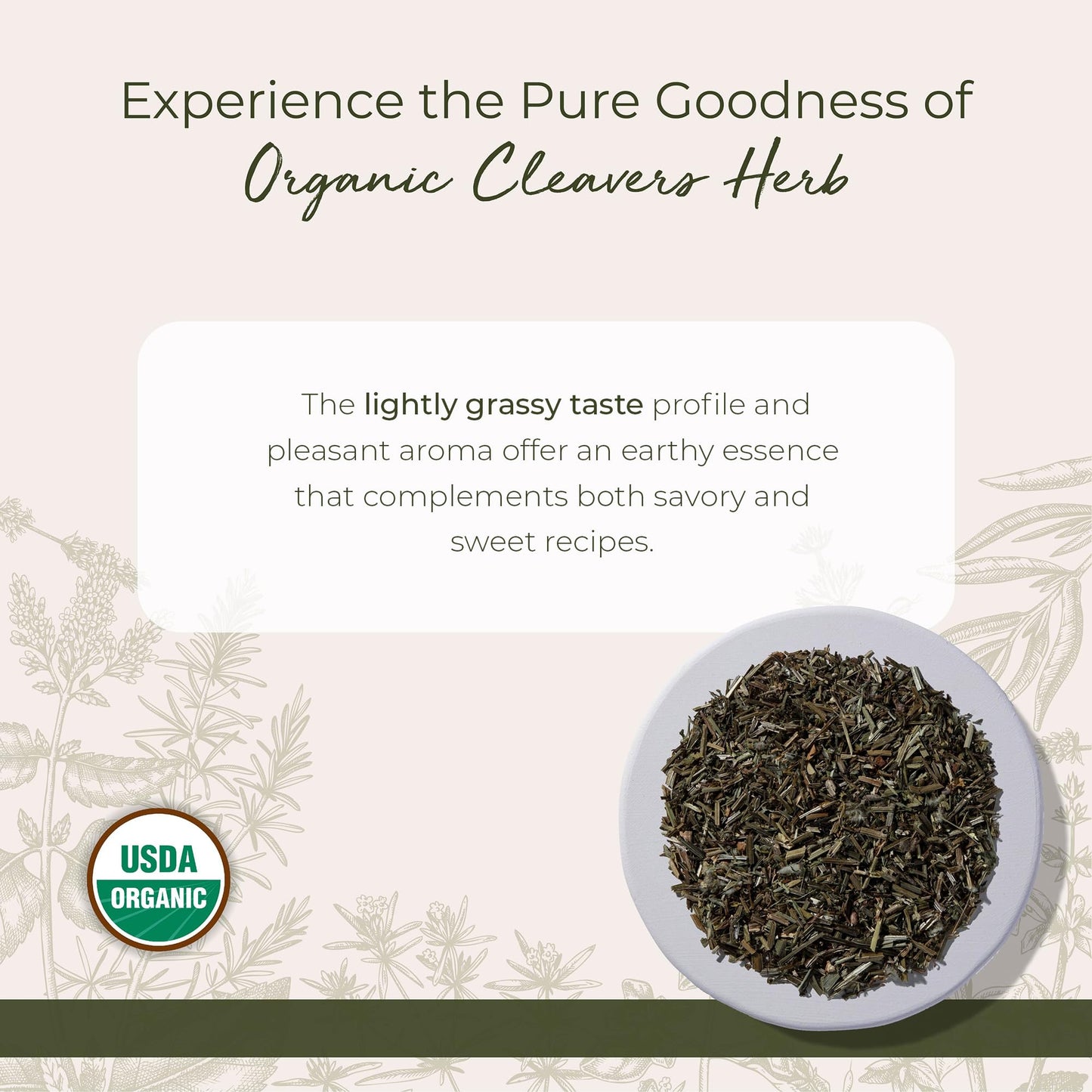 Starwest Botanicals Cleavers Herb Organic - Dried Loose Leaf Herb for Tea, & Herbal Blends, Cut & Sifted, Certified Kosher, Non-GMO - 4 oz Pouch