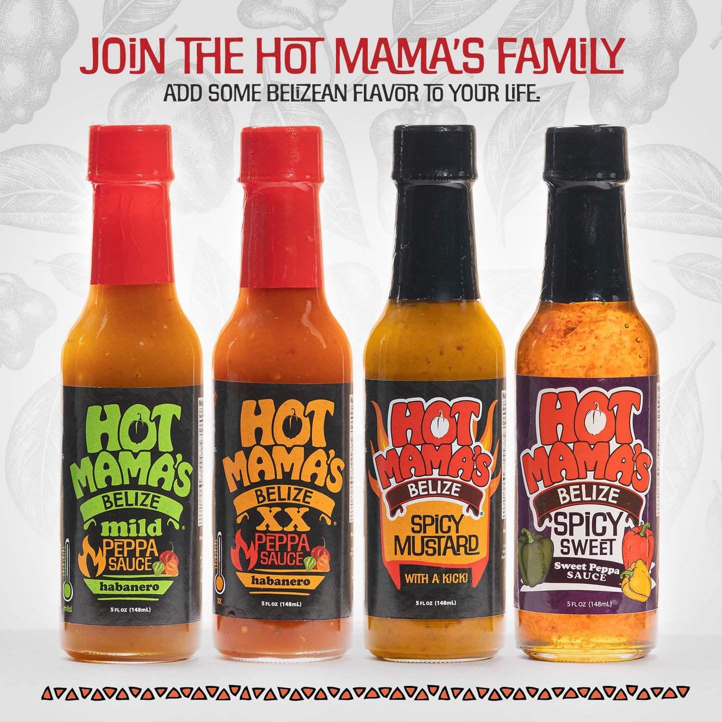 Hot Mama's Belize Mild Pepper Sauce, All Natural, No Preservatives, Non GMO - Gluten-Free, Vegan-Friendly, Fresh Ingredients - Great for Healthy Meals