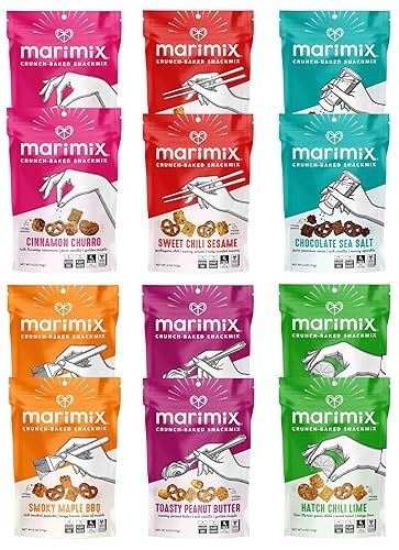 Marimix Snack Mix | 12 Pack Variety | Crunch Baked Sweet & Salty Savory Plant Based Naturally Gluten Free Whole Grain Fiber Charcuterie Pretzel Trail