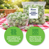 Jumbo Spearmint Mint Balls - 2 Pound Bulk Bag, Spearmint Candy Individually Wrapped, Green And White Candy Jumbo Pieces, Hard Mint Spheres