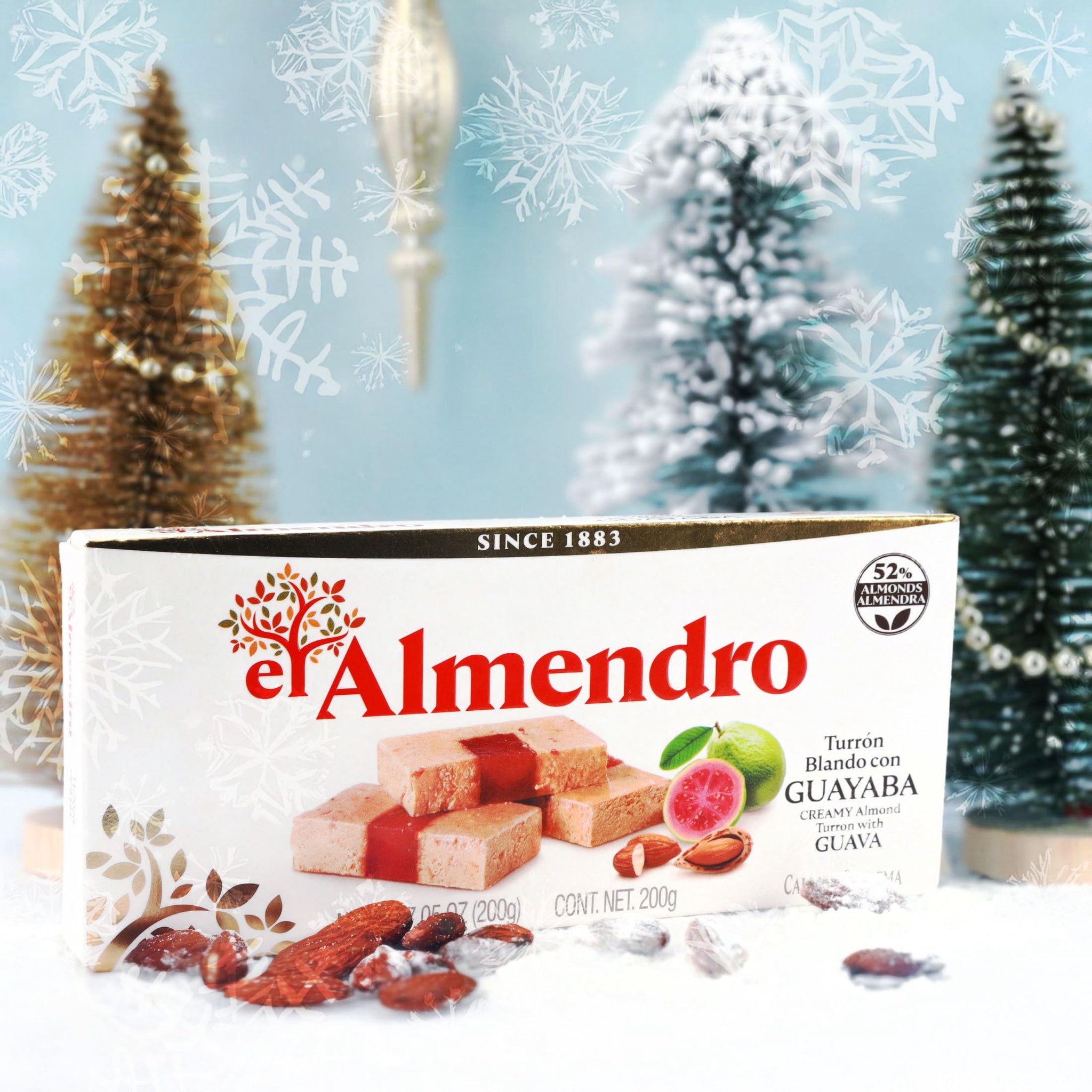 Authentic Creamy Almond Turron with Guava By El Almendro, Soft Traditional Spanish Nougat Candy, Turrón Blando Con Guayaba, Gourmet Mediterranean