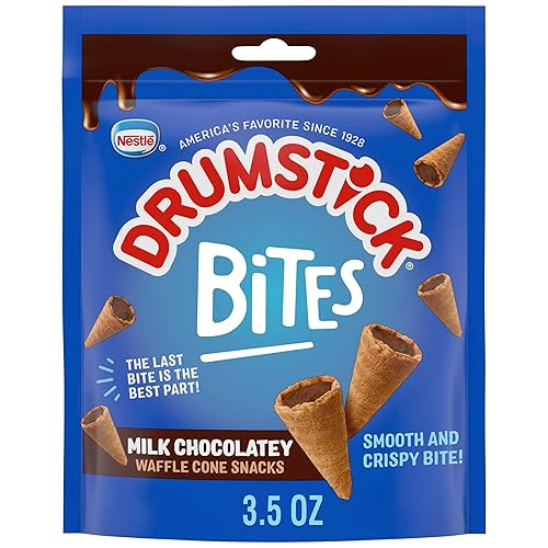 Drumstick Bites Milk Chocolatey Waffle Cone Snacks, Chocolate Dessert, Pantry Snacks 3.5 oz