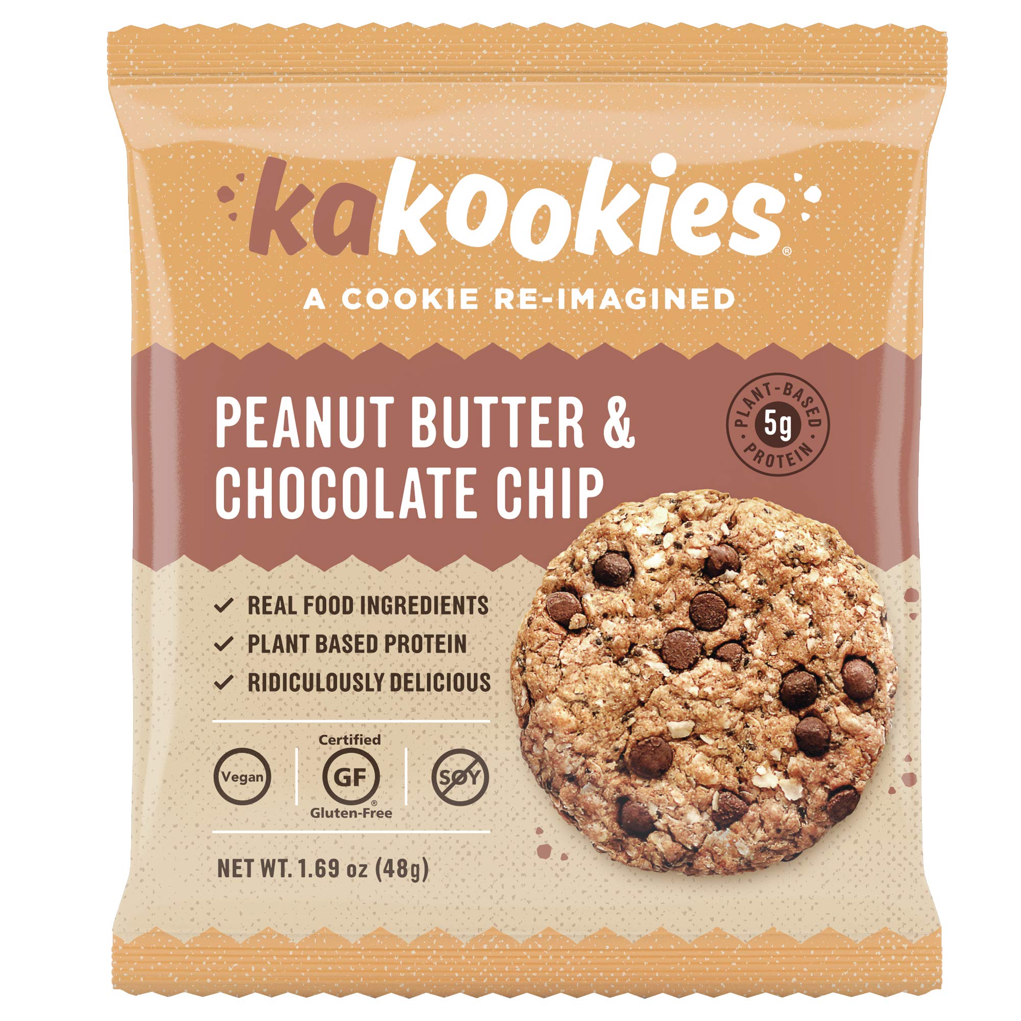 Kakookies A Cookie Re-Imagined, Peanut Butter (Box of 12 Cookies), Soft-Baked, Plant-Based, Dairy Free, Gluten Free, Vegan