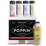 Urban Accents GET POPPIN', Gourmet Popcorn Seasoning Gift Set (Set of 5) - Delicious Non-GMO Popcorn Kernels and 4 Gourmet Popcorn & Snack Mix