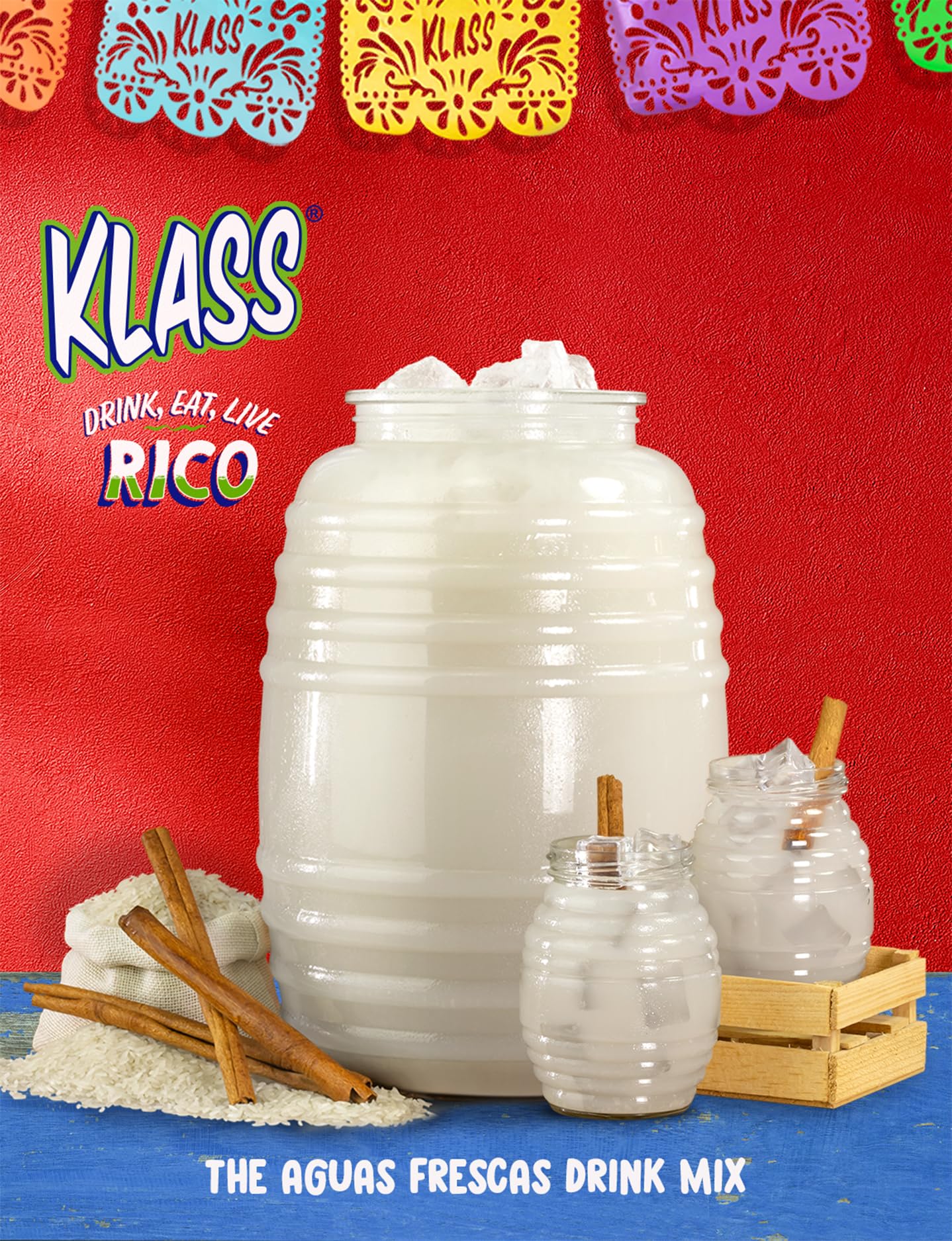Klass Aguas Frescas Drink Mix Mexican Variety Pack - Horchata Limeade Hibiscus & Tamarind - Powder Drink Mix, Water Drink Mix with Natural Flavors