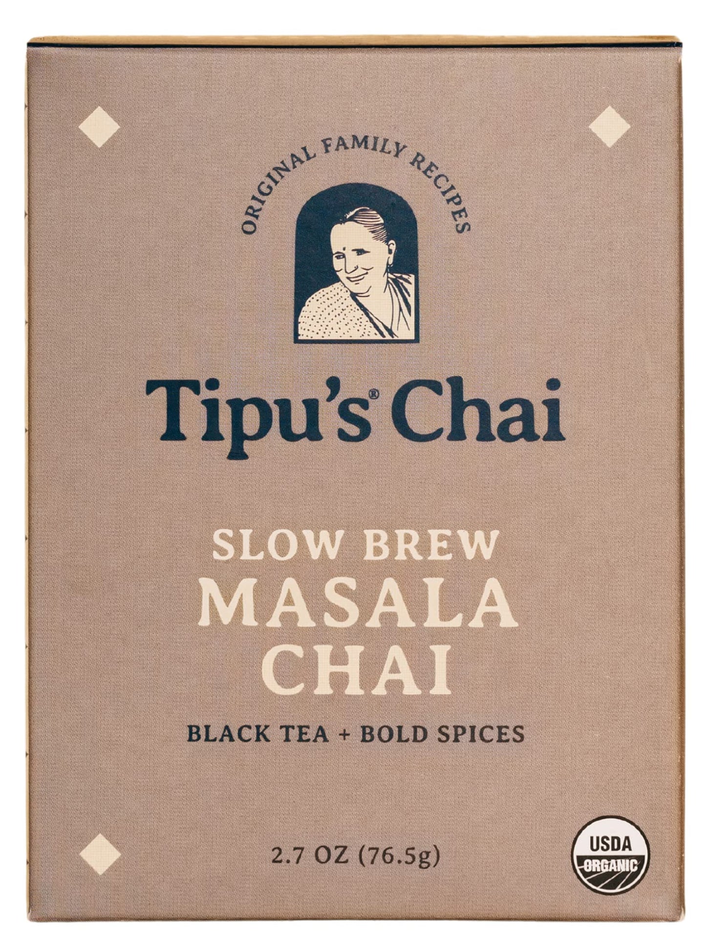 Tipu's Chai - Organic Slow Brew Masala Chai - Makes 32 Cups - 2.7 Ounces Masala Chai Tea and Spices - 100% Organic - Gluten Free