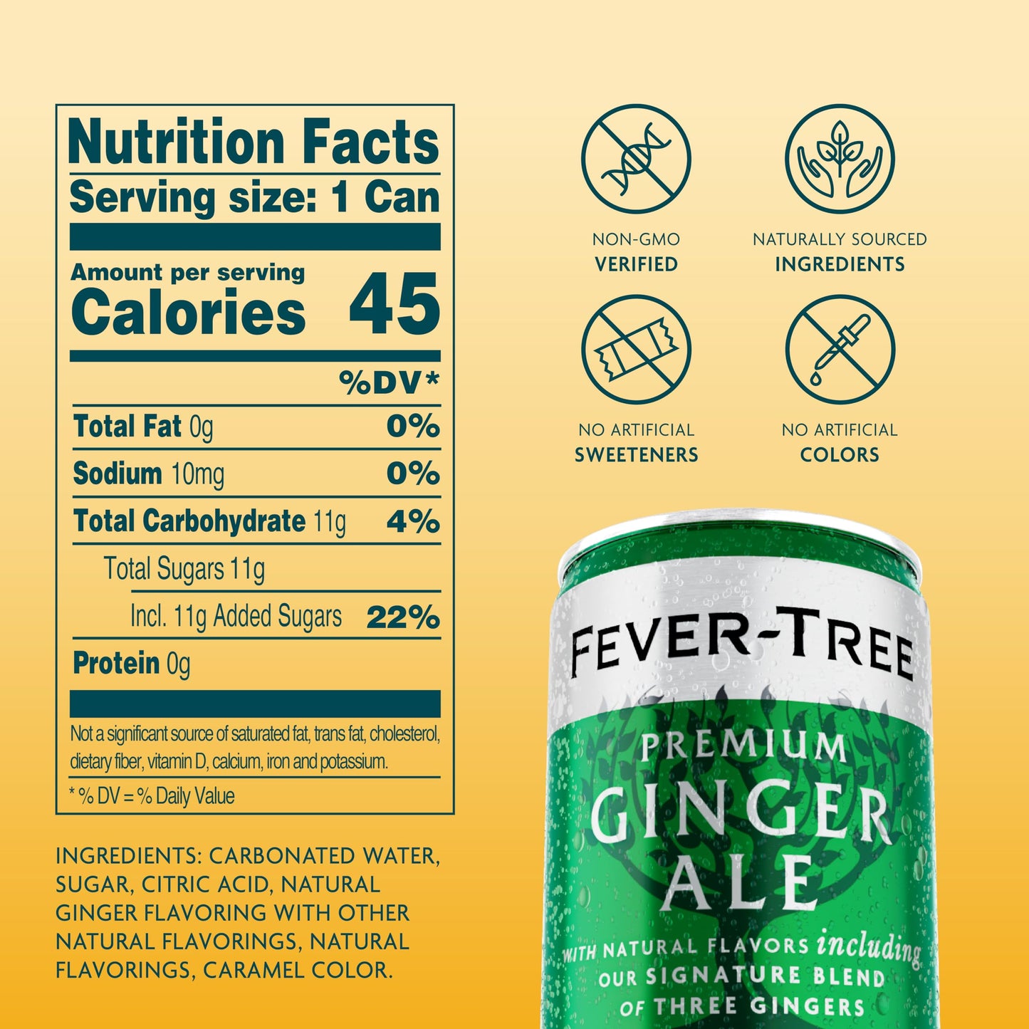 Fever-Tree Ginger Ale - Premium Mixer for Cocktails and Mocktails, 5.1 fl oz Cans, Pack of 8 - Naturally Sourced, Non-GMO