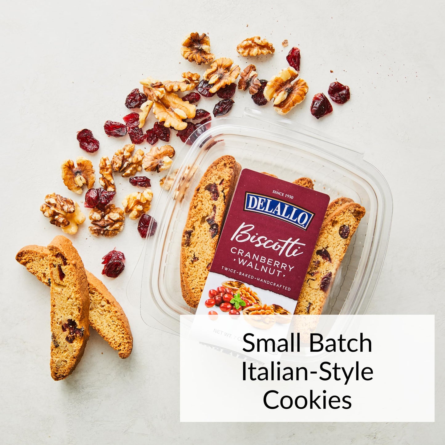 DeLallo Cranberry Walnut Biscotti, (4 Pack) Authentic Italian Recipe, Small Batch Twice Baked Cookies, Non-GMO, Kosher Italian Biscuits, Made with All