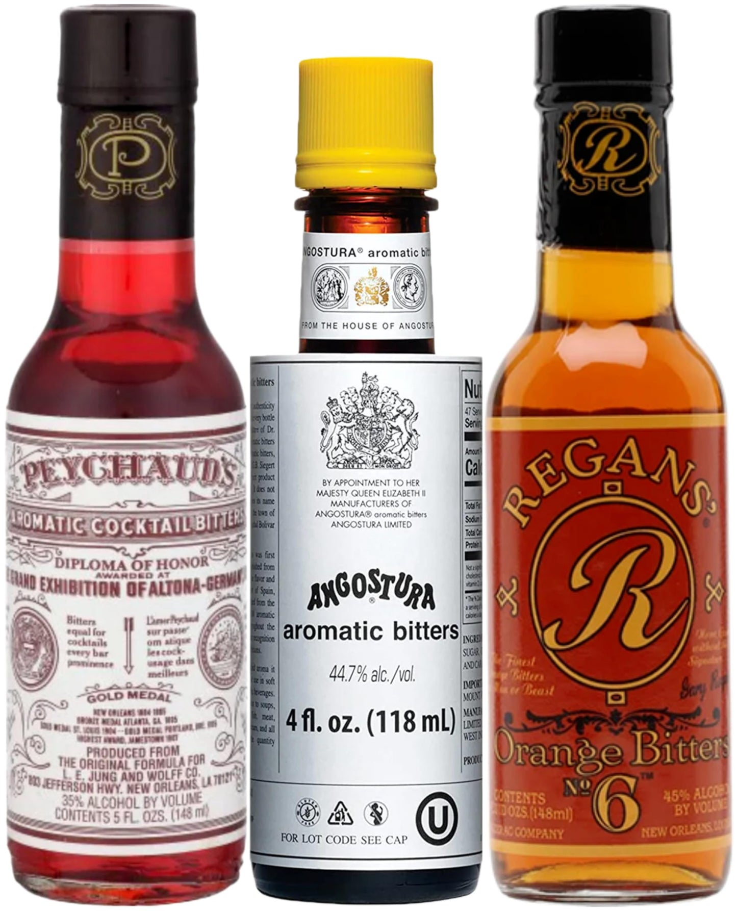 Bitters Triple Play Cocktail Bitters for Old Fashioned Cocktails Gift Set-Angostura Aromatic 4oz, Peychauds Aromatic 5oz, Regans Orange No 6 5oz