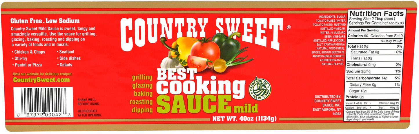 Country Sweet Sauce - Premium Cooking and Finishing Sauce (Mild, 40 ounces)