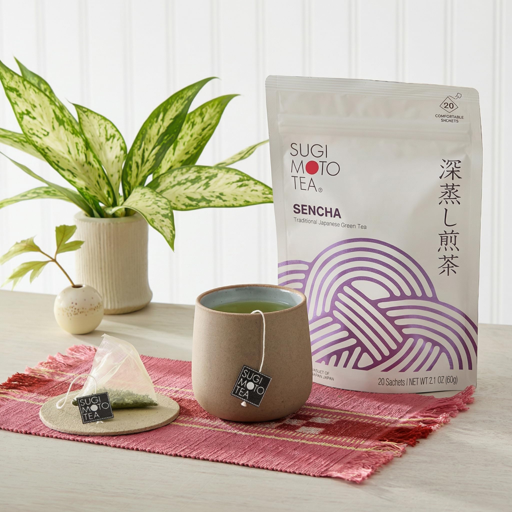 SUGIMOTO TEA Japanese Green Tea Sencha Fukamushi Tea Bags 20 Count