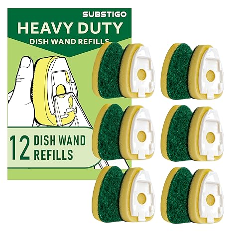 12-Pack Heavy Duty Dish Wand Sponge Refills for Scotch Brite Dishwand Refills, Fits All for ScotchBrite Replacement Sponge Heads for Dish Wands