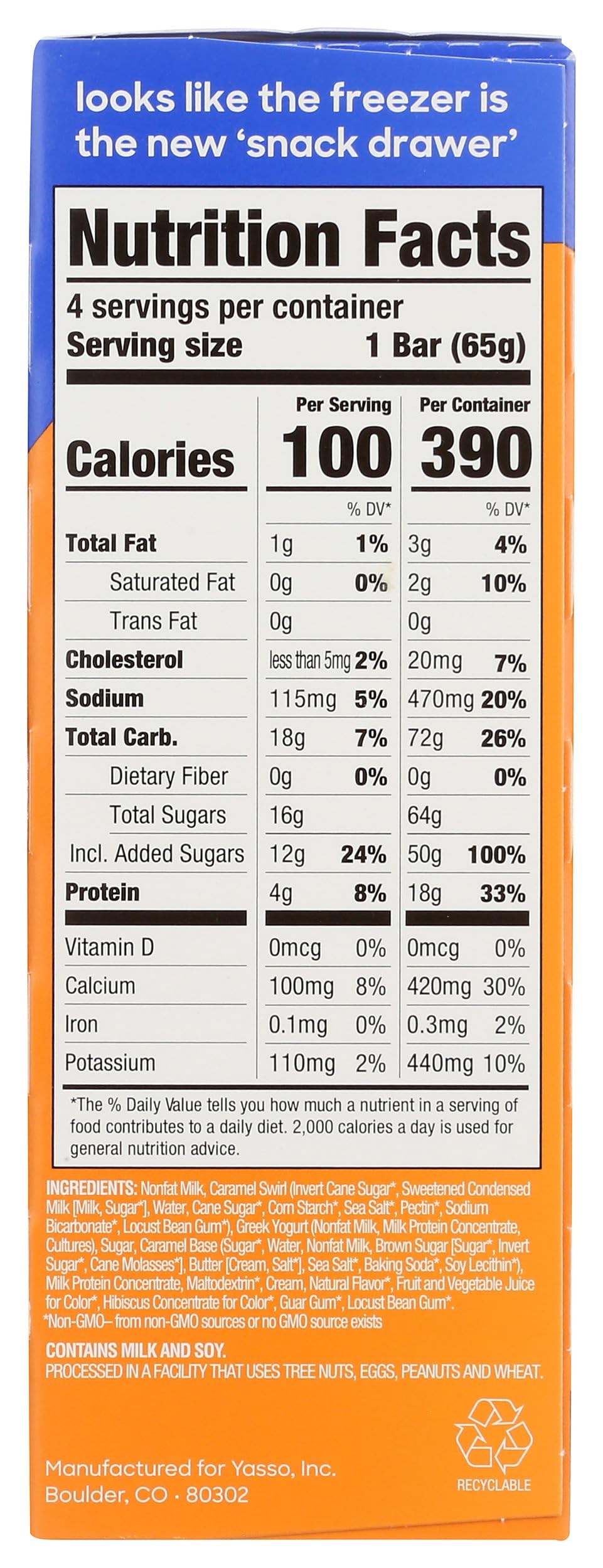 Yasso Sea Salt Caramel Frozen Greek Yogurt Bar 4 Count, 14 FZ