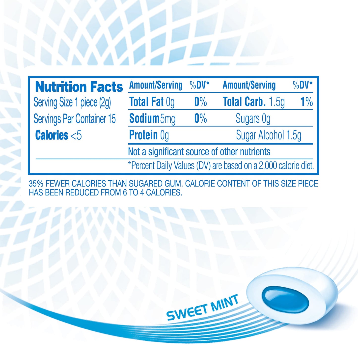 Mentos Gum Pocket Bottle, Pure White Sweet Mint, Non Melting, 1.06 oz