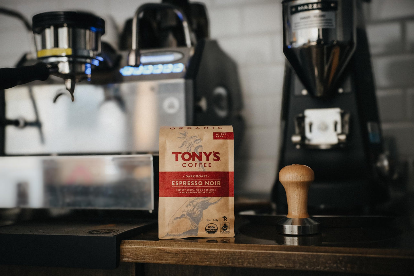 Tony's Coffee, Espresso Noir (12oz), Medium-Dark Roast Whole Bean Coffee, Organic and Fair Trade
