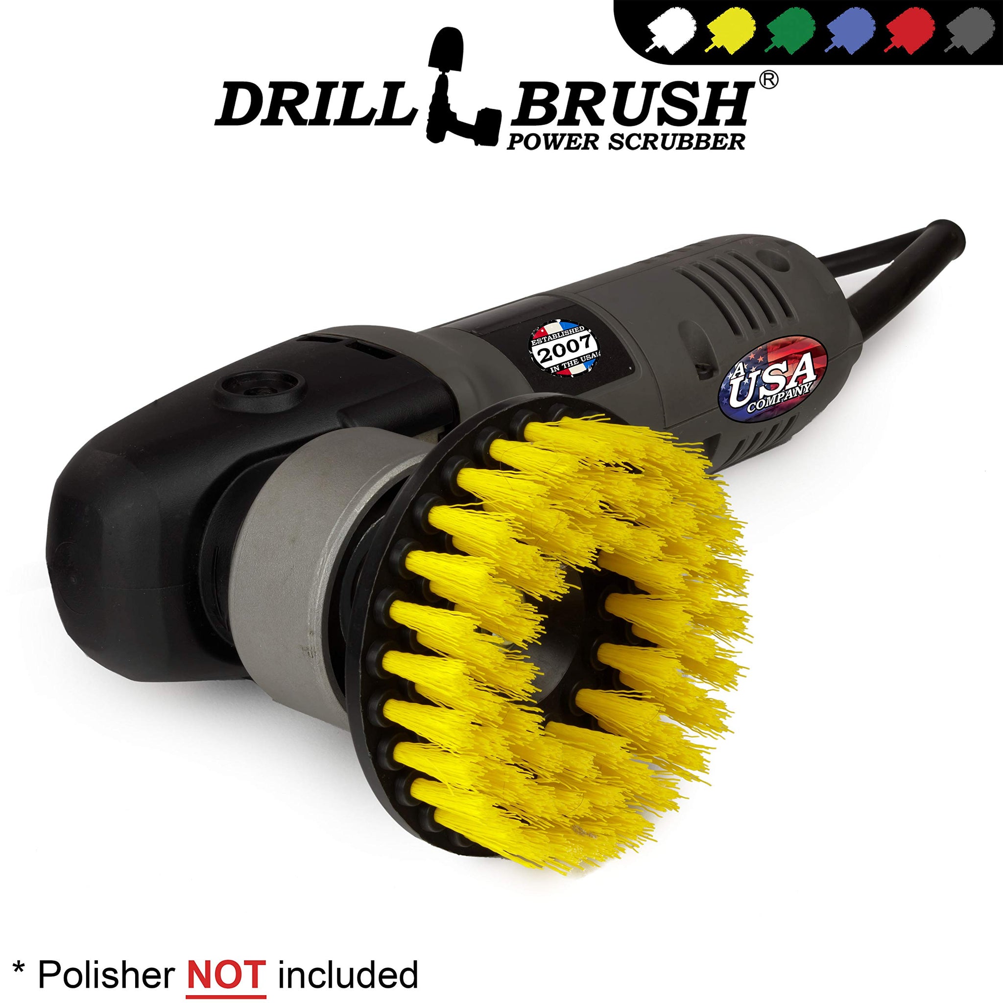 Threaded 5-inch Scrubber - All Purpose Cleaning Supplies - Scrub Brush fits Electric, Pneumatic DA Rotary Polishers - Bathroom Rugs - Cleans Carpet