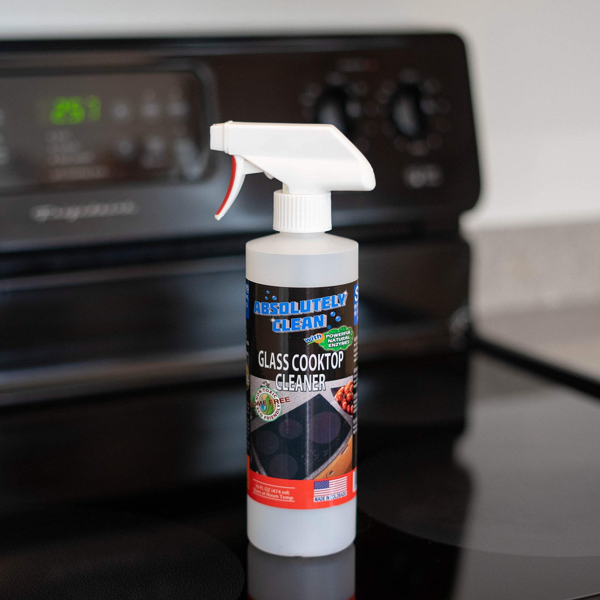 Absolutely Clean Amazing Ceramic & Glasstop oven cleaner heavy duty- Fume Free & Scratch Free - Streakfree - Powerful, Natural Enzymes - USA Made (16