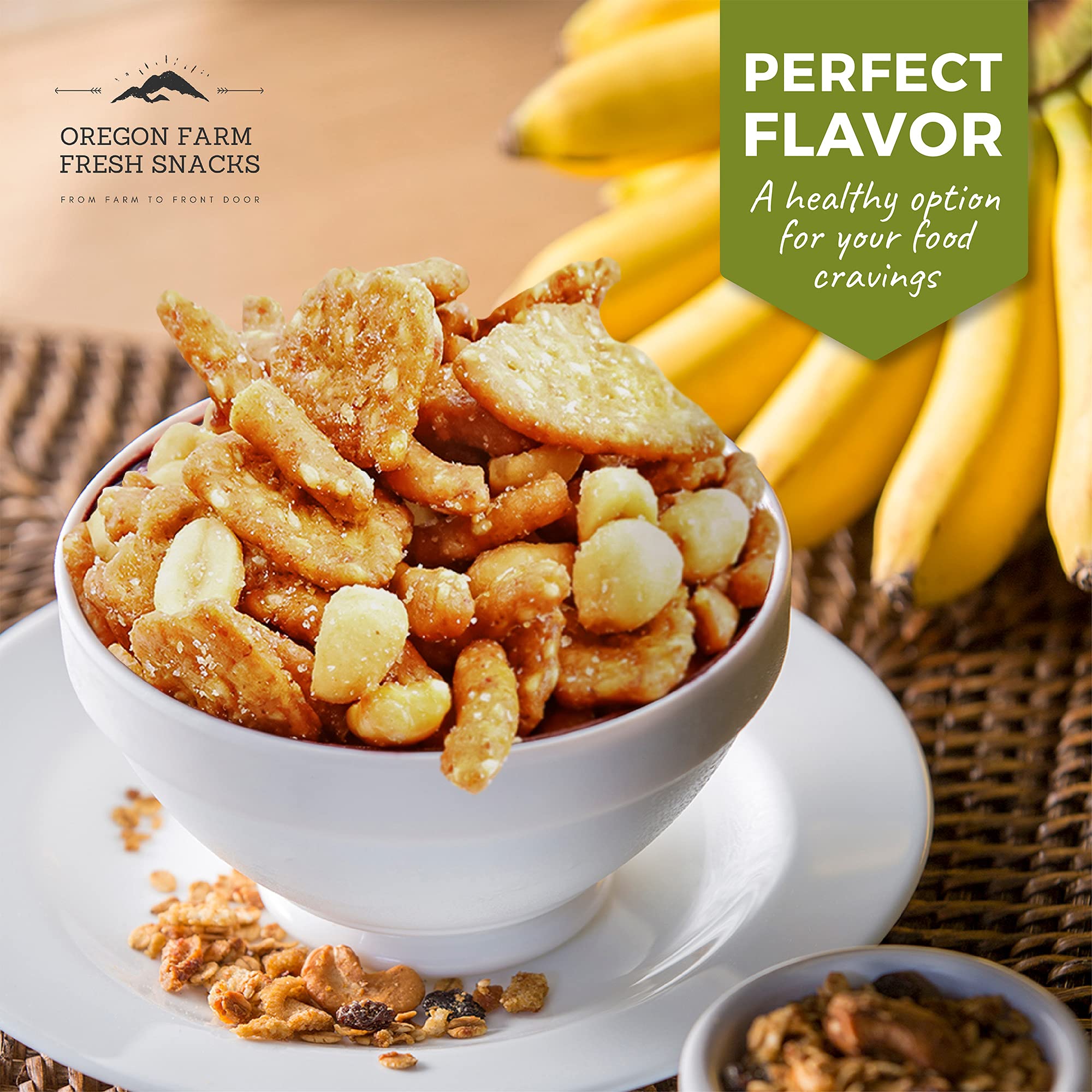 Oregon Farm Fresh Snacks Honey Roasted Mixed Nuts Snack Mix - Locally Made Honey Roasted Peanuts, Toffee Peanuts & Sesame Sticks Snacks - Perfect