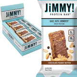 JiMMYBAR! Chocolate Peanut Butter Protein Bars 18g Protein Bar, 6g Low Sugar - 12 Count - 58g Health Bars - Functional Snack with Real Peanuts