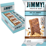 JiMMYBAR! Chocolate Peanut Butter Protein Bars 18g Protein Bar, 6g Low Sugar - 12 Count - 58g Health Bars - Functional Snack with Real Peanuts